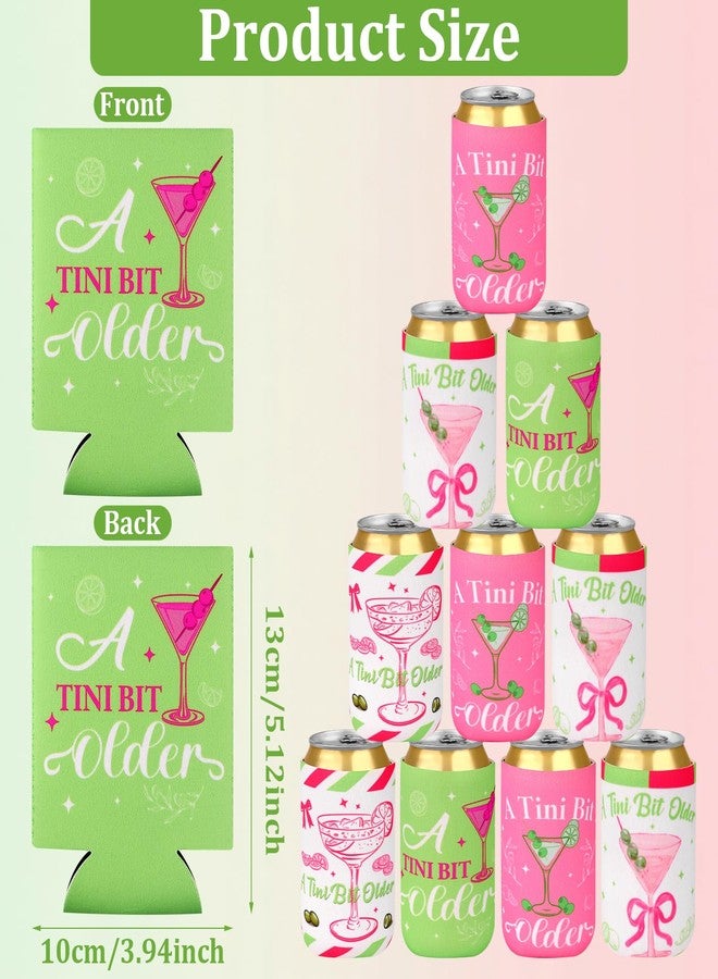 Furbeko 16 Pcs A Tini Bit Older Birthday Party Martini Bow Can Cooler Sleeve Bulk 12oz Beverage Coolers Favors Reusable Martini Bar for Men Women Bachelorette Bridal Baby Shower Gifts - Image 2